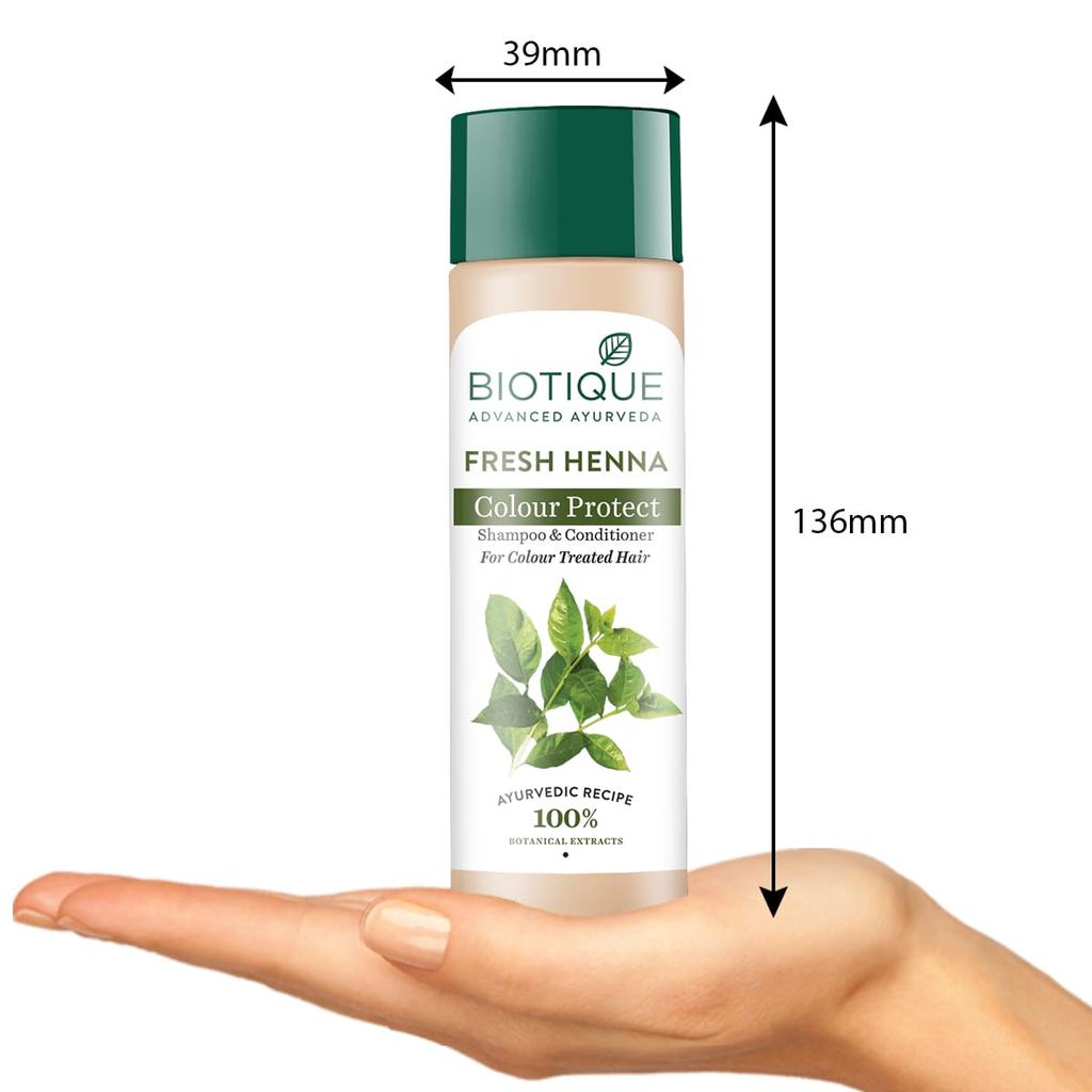 Biotique Шампунь и кондиционер Henna Color Protect 120 мл для окрашенных волос блеск гладкость ежедневное использование натуральные блики