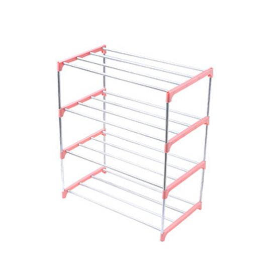 HOW-E 3/4 Layers Shoe Rack Assembled Easy Installation Stainless Steel Household Slipper Storage Shelf