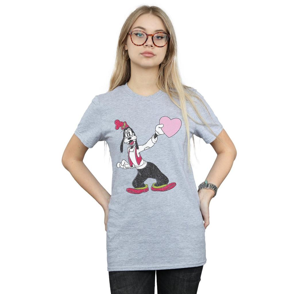Disney Womens/Ladies Goofy Love Heart Cotton Boyfriend T-Shirt
