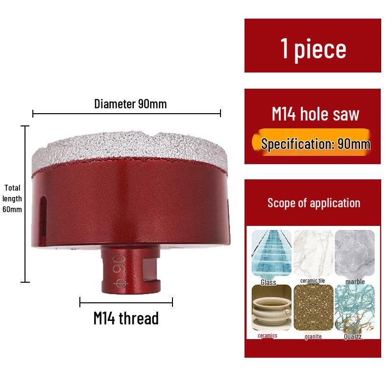M14 Алмазная коронка паяная для плитки, мрамора, камня, стекла - Насадка для угловой шлифмашины для расширения отверстий