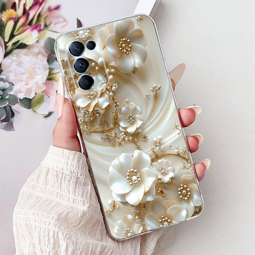 For Oppo Reno5 5G Case Stylish Flower Butterfly Soft Silicone Case For Oppo Reno5 Reno 5 K 5K Cases CPH2145 Cover Coque Bumper