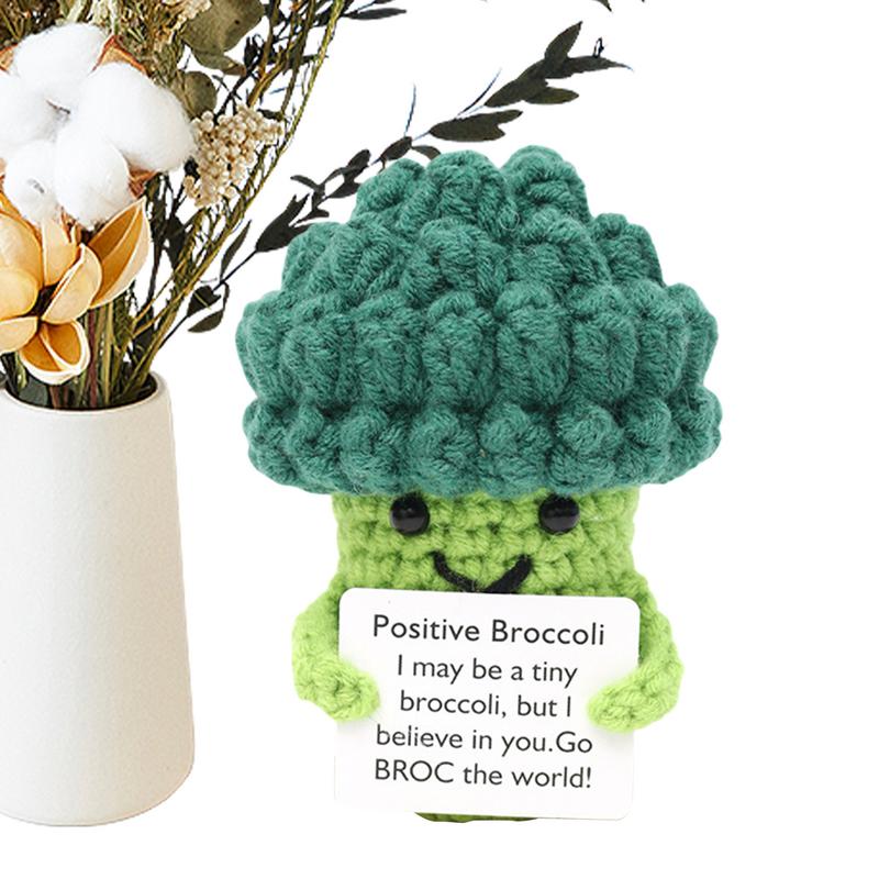 Positive Energy Broccoli Hug Pocket Hug Mini Handmade Plush Knitting Wool Broccoli Doll Cute Birthday Gifts Room Decorations