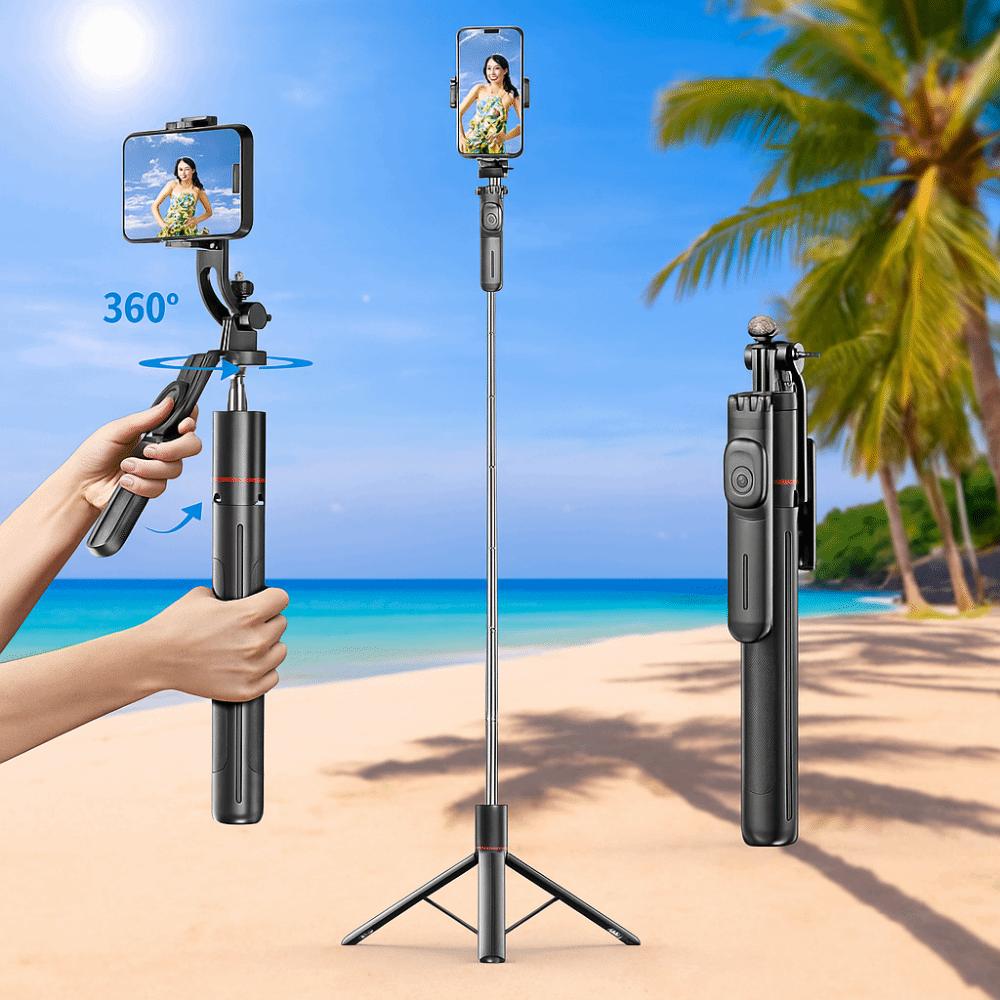 1.7m Telescopic Selfie Stick 360° Rotating Selfie Stick Tripod  Vlog Photography