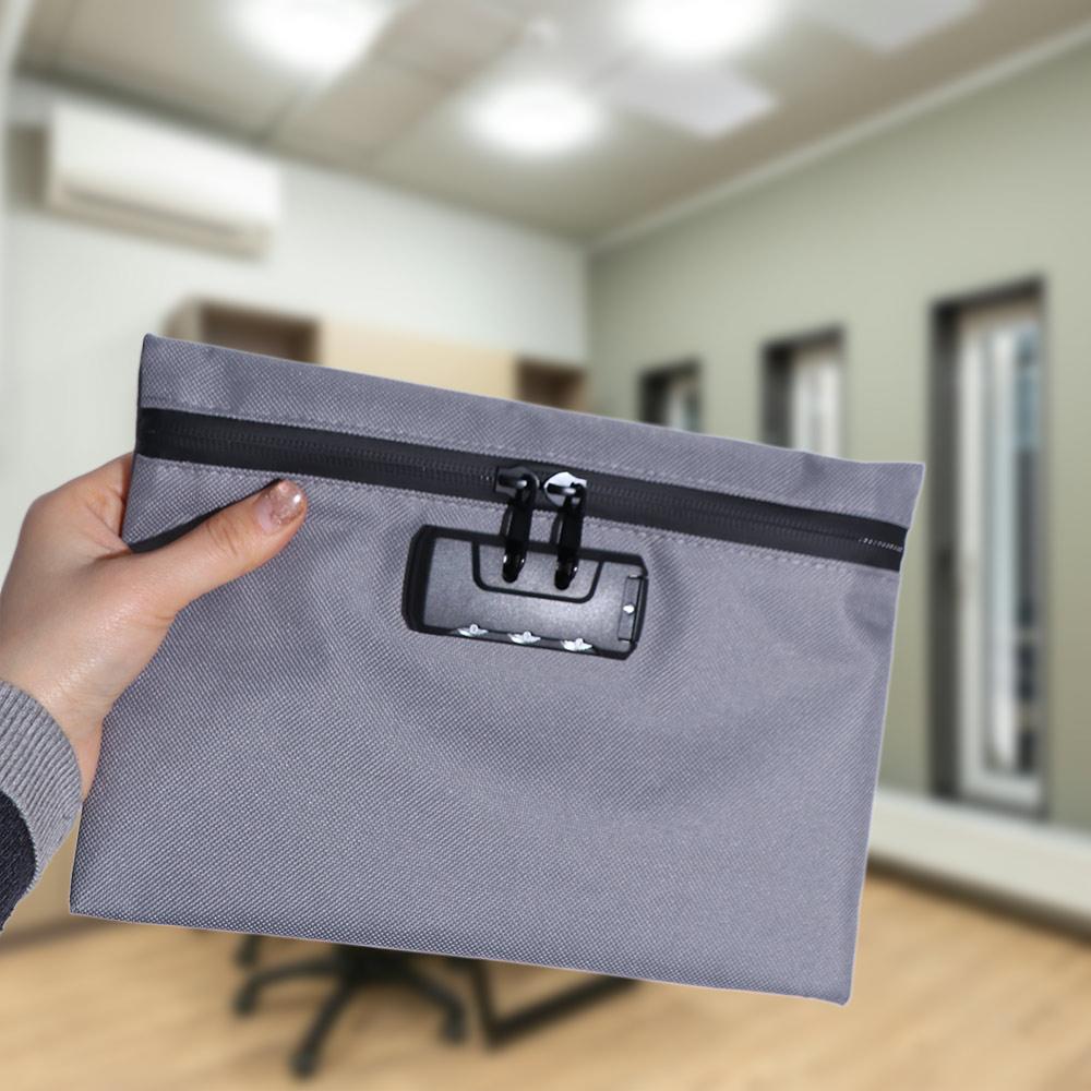 Canvas Portable Locking Pouch Zip Closure Security Document Bag Durable Money Bag with Lock  Travel