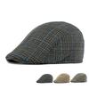 Мужская осенне-зимняя толстая теплая кепка-берет для людей среднего и пожилого возраста, хлопковая клетчатая кепка в стиле ретро