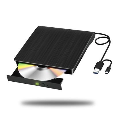 Yaeonku Внешний CD DVD привод DVD плеер Высокоскоростной USB двойной кабель Чтение Запись Внешний оптический привод Тихий Легкий Совместим с Windows Mac OS