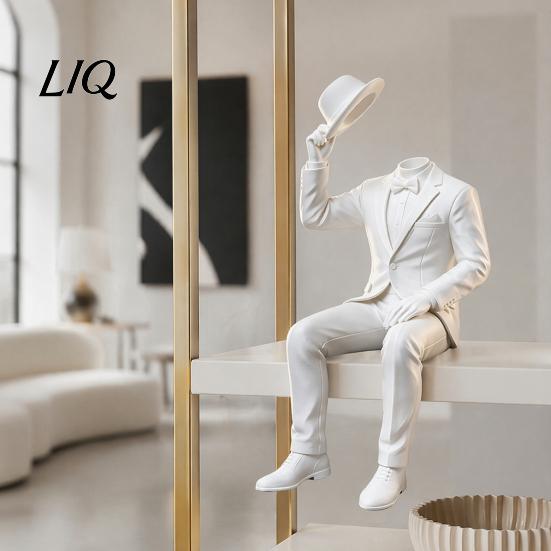 Креативная настольная статуэтка-дисплей, 3D-печатное украшение "Сидящий джентльмен", Минималистичная абстрактная фигурка без лица, Уникальные настольные украшения, Эстетическое искусство
