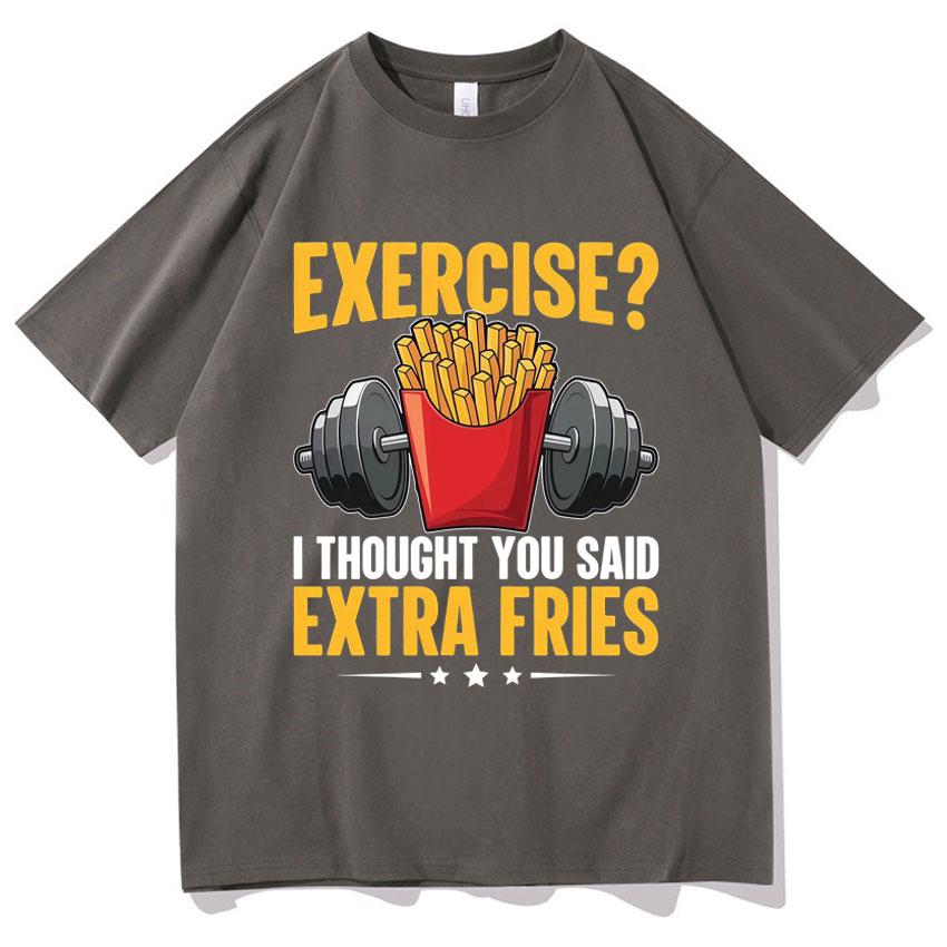 Fun Sports, I Want Gym T-shirts for Exercise, Humorous Fitness, High-quality Clothing, Summer Printed 100% Pure Cotton T-shirts