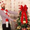 1 шт., Красный рождественский бант для уличного украшения, Бант в виде шапки Санты, Бархатный бант-гирлянда для декора входной двери, Украшение комнаты, Украшение для вечеринки, Рождественское украшение