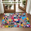 Crystal Velvet Square Rug Custom NameJujutsu Kaisen Pattern Non Slip Home Floor Decor Rug