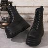 Готические толстые мотоциклетные ботинки на платформе, женские, осень-зима, панк, армейские ботинки, женские, толстая подошва, искусственная кожа, ботильоны, женские