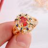 Classic Gold Women Ring Luxury Red Shiny Zircon Jewelry Anniversary Gift Party Jewelry Wedding Rings for Women