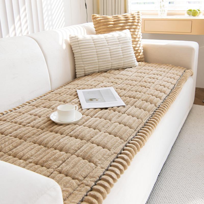 Утолщенный стеганый теплый полосатый фланелевый диванный коврик для зимней гостиной, диванное полотенце, многофункциональный чехол на диван, накидка