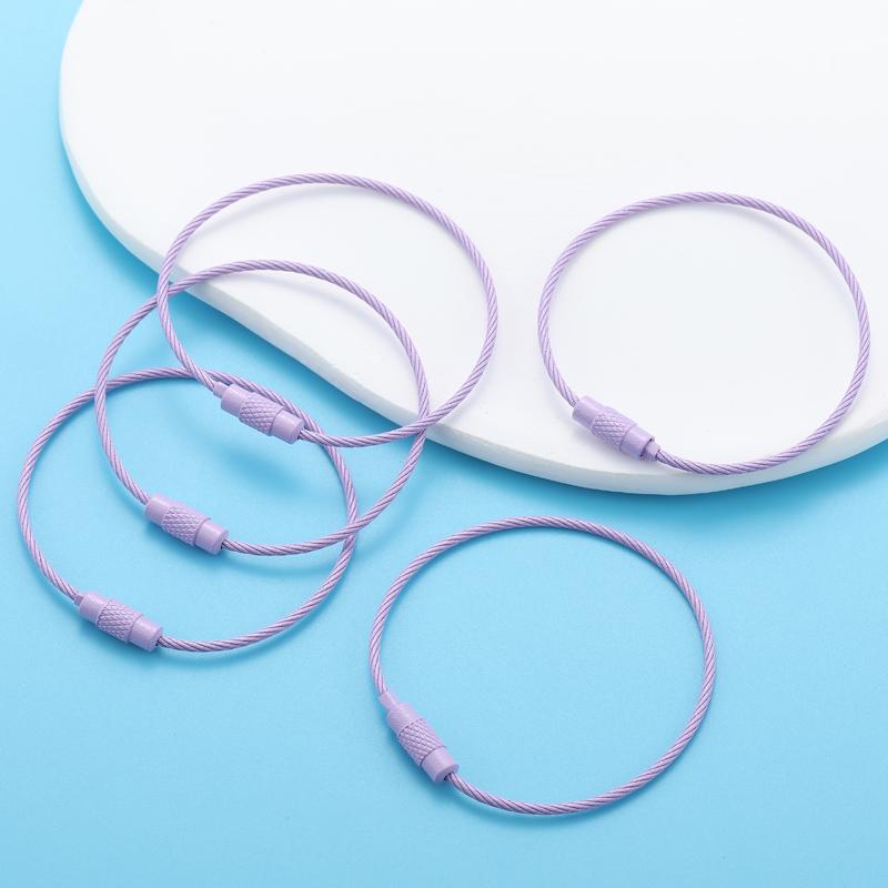 5-10pcs Colorful Metals Steel Wire Keychain Loop Solid Color Loop Holder Key Chains Diy Key Chain Accessories V167