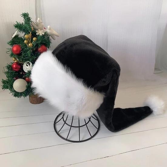 Santa Hat for Adult Unisex Velvet Plush Christmas Hat with Fluffy White Faux Fur Trim for New Year Holiday Party