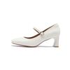 Augustine high-heeled single shoes women's 2025 new spring and summer French thick heel beige light mouth Mary Jane shoes with skirt