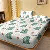 1 Cartoon Cute Animal Dinosaur Printed Matte Fitted Sheet, Bedroom Printed Bed Cover, Bedding (Excluding Pillowcases)