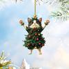 1pc Whimsical Acrylic Cat Christmas Tree Ornament - 2D Festive Kitty Charm for Bags, Keychains, Car Rearview Mirrors