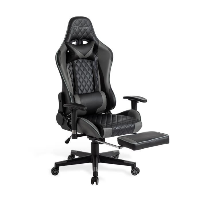 Fauteuil De Bureau - Gamer - Réglable - Repose-pieds - Cuir - Noir