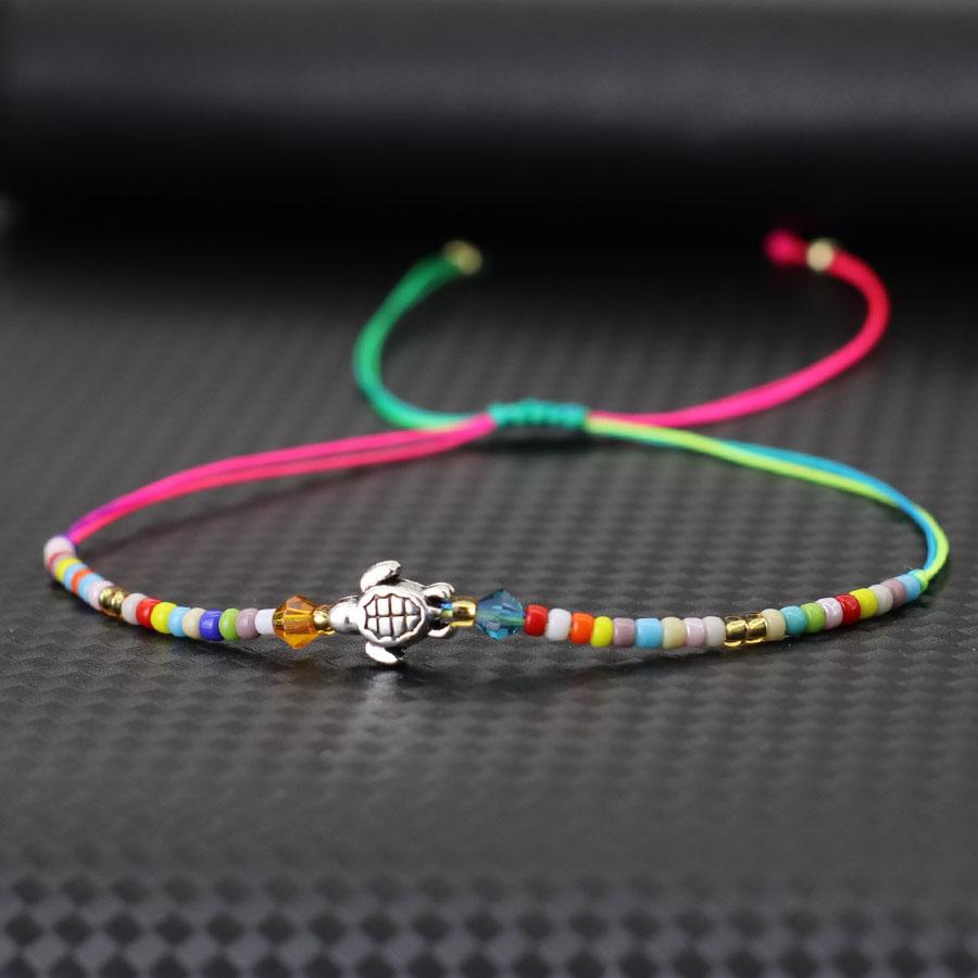 New Handmade Weaven Thin String Bracelet Men Women Beach Surfing Turtle Braslet Bohemia Seed Beads Braclet Valentine Day Gift