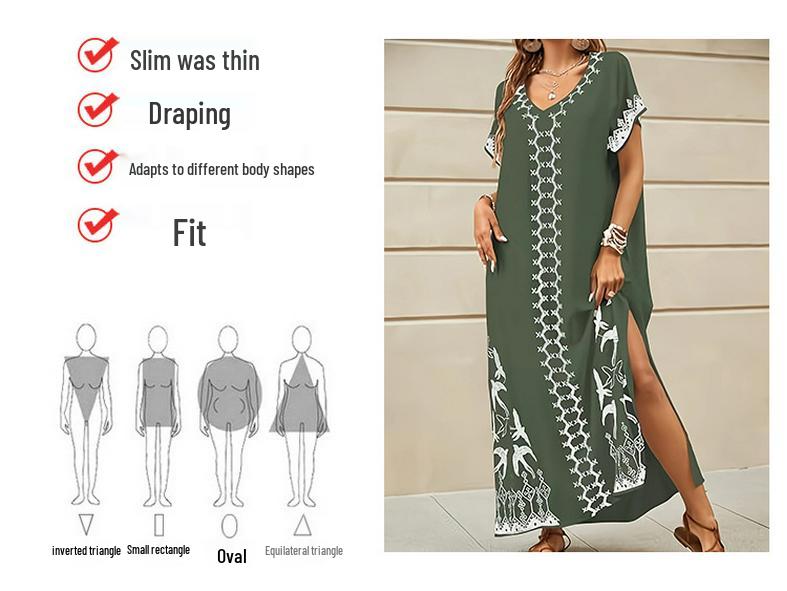 2025 Ethnic Beach Vacation Short-Sleeve Arabic Robe Dress