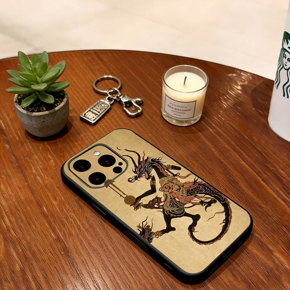 Chinese Shadow Puppetry Phone Case Soft Silicone black For IPhone 17 16 15 14 13 12 11 X XR Plus Pro Max Plus