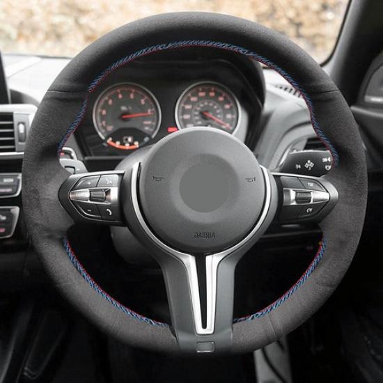 Black Sewing Steering Wheel Suede Cover For BMW M Sport 4 Series F32 2014-