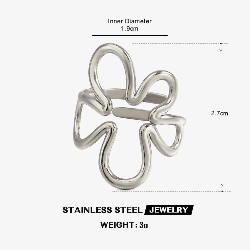Silver Color Stainless Steel Rings for Women Men Vintage Heart Shaped Leaf Wings Flower Open Rings Waterproof Jewelry Wholesale