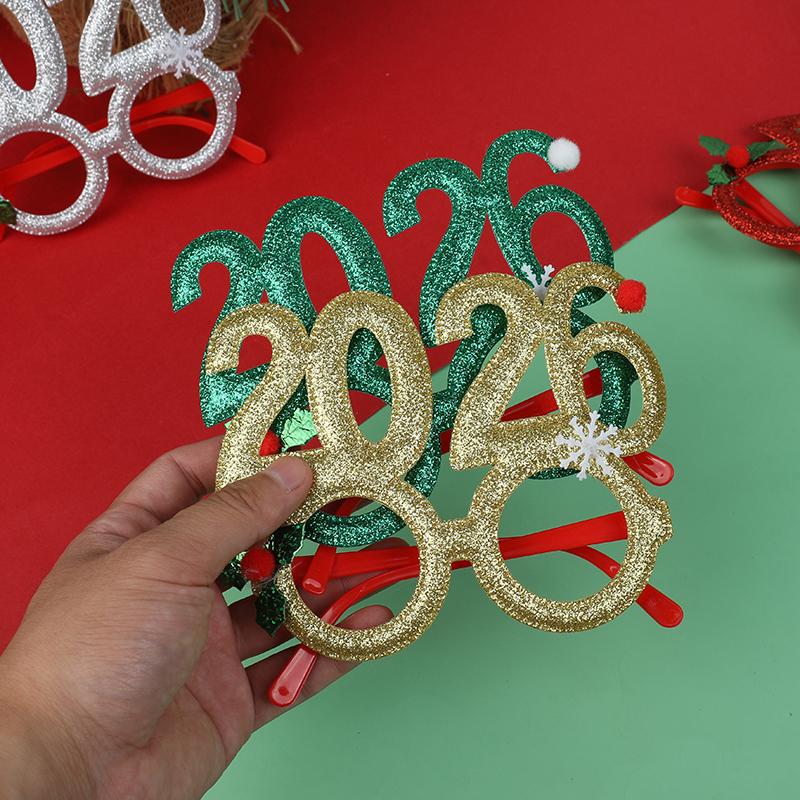 2026 New Year Eve Party Glasses Frame Holiday Party Decoration Supplies Kids Gift Favors 2026 Funny Christmas Photo Booth Props
