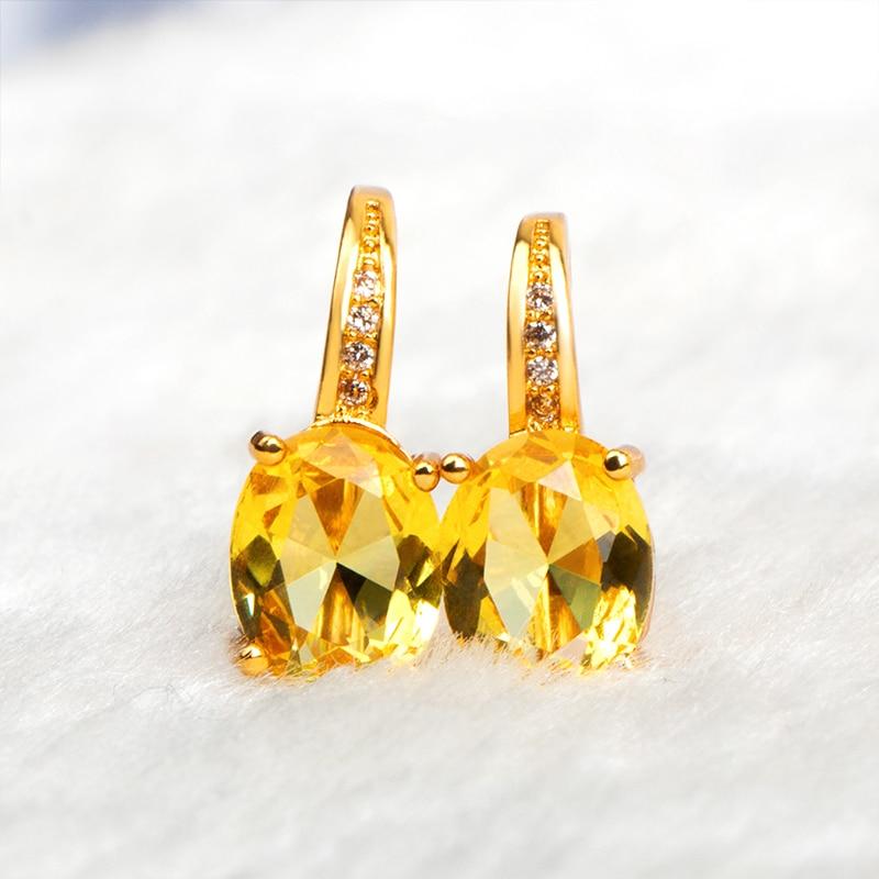 BELLA BOX Fashion Jewelry Oval Blue Red Purple Yellow Topaz Clip Earrings For Women Party Valentines Earring Gifts