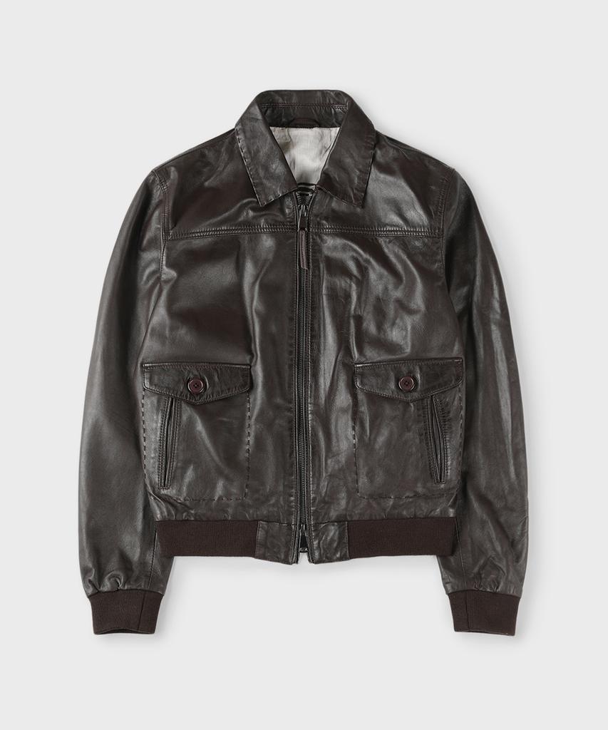 Panicale Dark Brown Oil Washed Lambskin Jacket