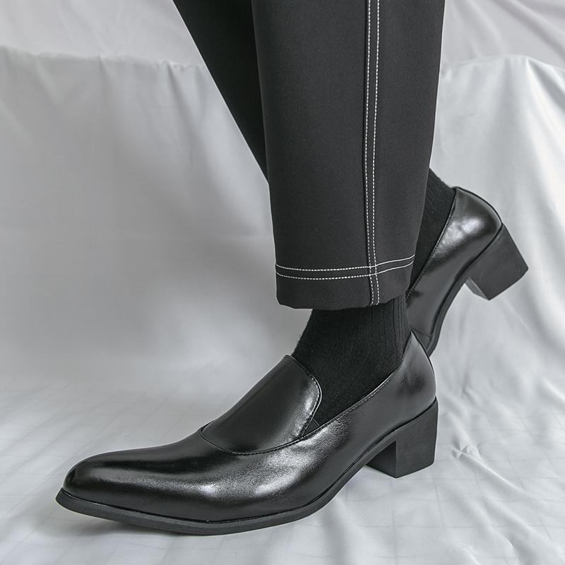 Fashion Ball Men's Leather Shoes Gentleman's Casual Minimalist Style Adult Daily Height Increasing Shoes Classic Black Brown Plus Size