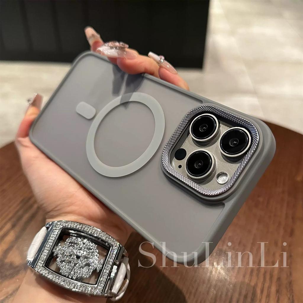 Применимо к iPhone17promax Металлический чехол для мобильного телефона с узором «бриллиант» Apple 16 Кожа Кожа Матовый Защитный чехол с магнитной присоской