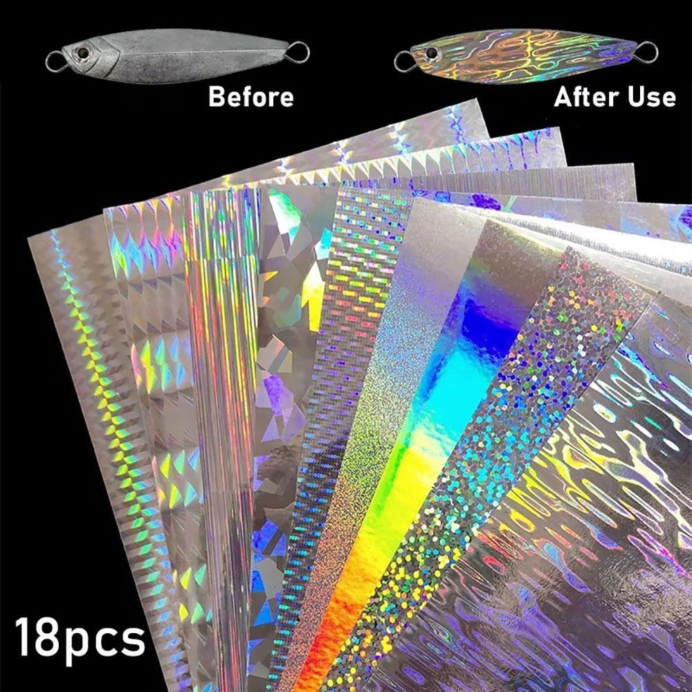 18Pcs/Set Waterproof Fishing Lure Tape Reflective Colors Fish Skin Stickers  Flasher/Lure
