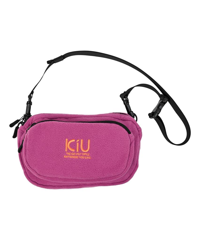 KiU Fleece Mini Shoulder a fluffy fleece shoulder pouch with and perfect for outdoor Magenta Perfect for fall and Bag, bag/waist two-way pockets.