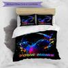 3pcs Custom Name Music Colorful Headphones Bedding Set Printed Bedding Set Duvet Cover Closure Includes 1 Duvet Cover & 2 Pillowcases Bedroom Decor