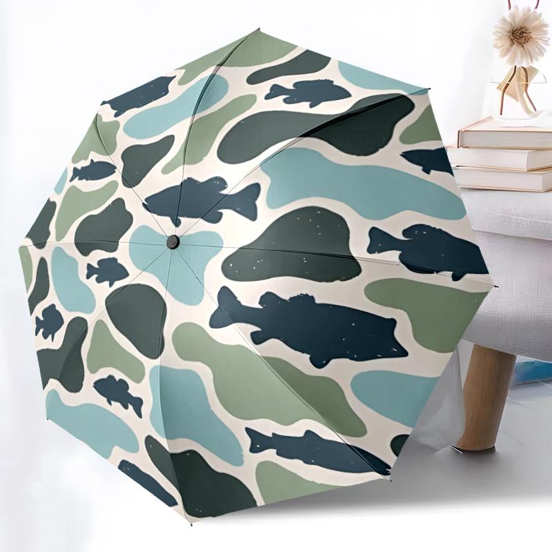 1pc Fish Camouflage Automatic Open/close Umbrella, 8-Rib sturdy structure, Portable Travel Umbrella, Parties, Everyday Use, 04