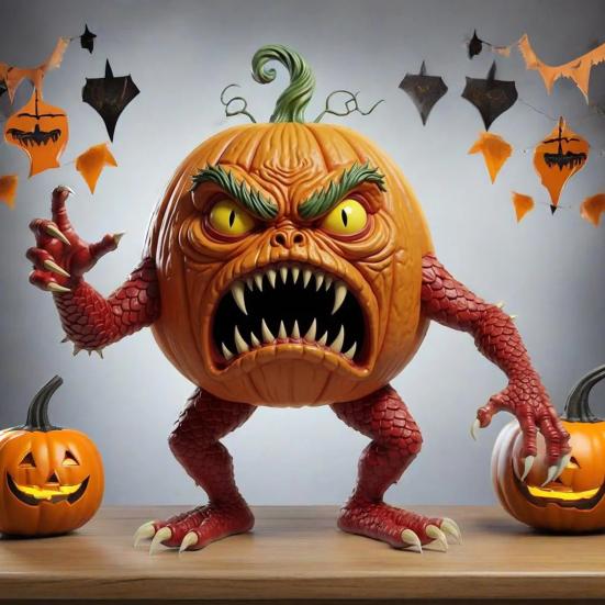 Тыква Злая Фигурка Жуткая Полимерная Хэллоуин Настольное Украшение для Дома Офиса Декора Стола Принадлежности для Хэллоуин Вечеринки