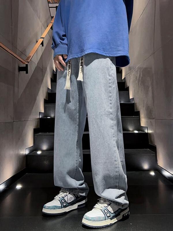 Dingfengbaoluo Men's Vintage Straight Wide-Leg Casual Pants