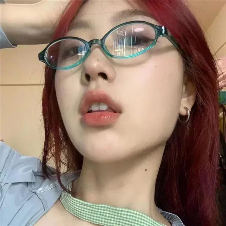 Новая Ретро Сине-зеленая Овальная Маленькая Оправа Оправа для Очков для Миопии Женские Очки с Защитой от Синего Света Мода Стиль Y2K Oculos