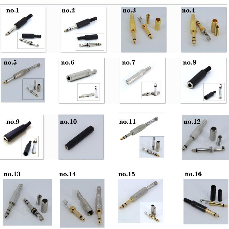 2pole 3pole 6.35mm 6.5mm Audio Male Female Mono Stereo Solder Connector Plug Socket Gold Plated Metal Amplifier Mic Converter