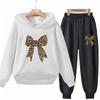 Leopard Print Bow Children's Hoodies Suit Suitable Age 3-12 Girls Coat Toddler Long Sleeves Leisure Print Autumn Clothing