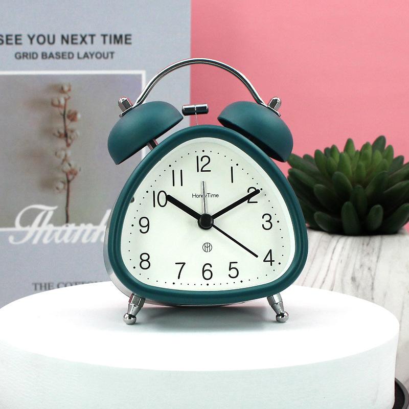 3-inch Metal Bedside Quiet Night Light Clock for Students and Office Workers