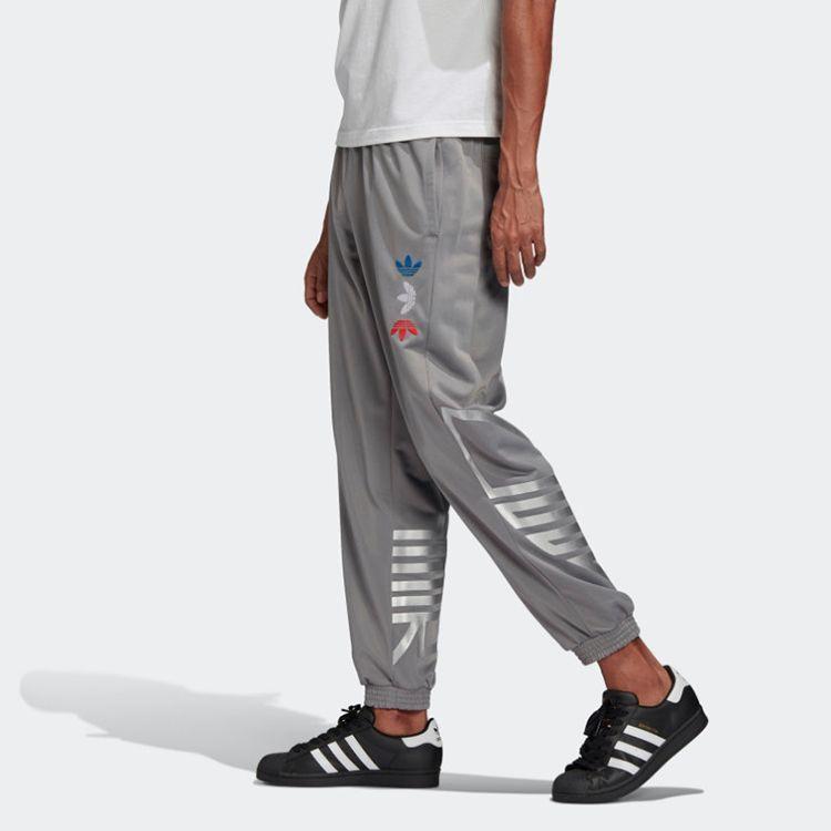 Adidas Originals Metallic Track Pants With Trefoil Logo Men Bottoms Grey FS7324