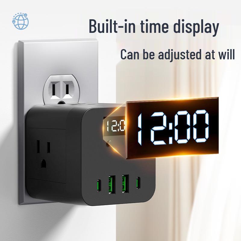US Standard Socket USB Power Strip with Time Display - Canada Converter Cube