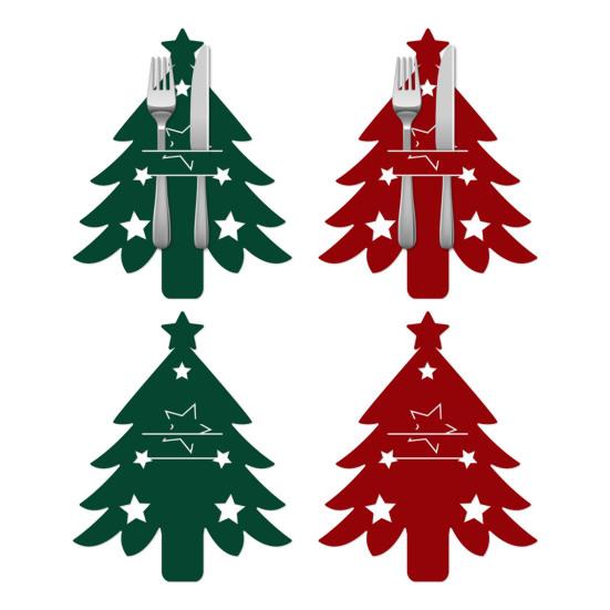 6/12Pcs Christmas Tree Cutlery Holder Bag Spoon Fork Dinner Flatware Cover