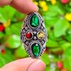 Natural Peridot, Garnet Gemstone 925 Sterling Silver Gift Ring Size 9 Y2L94