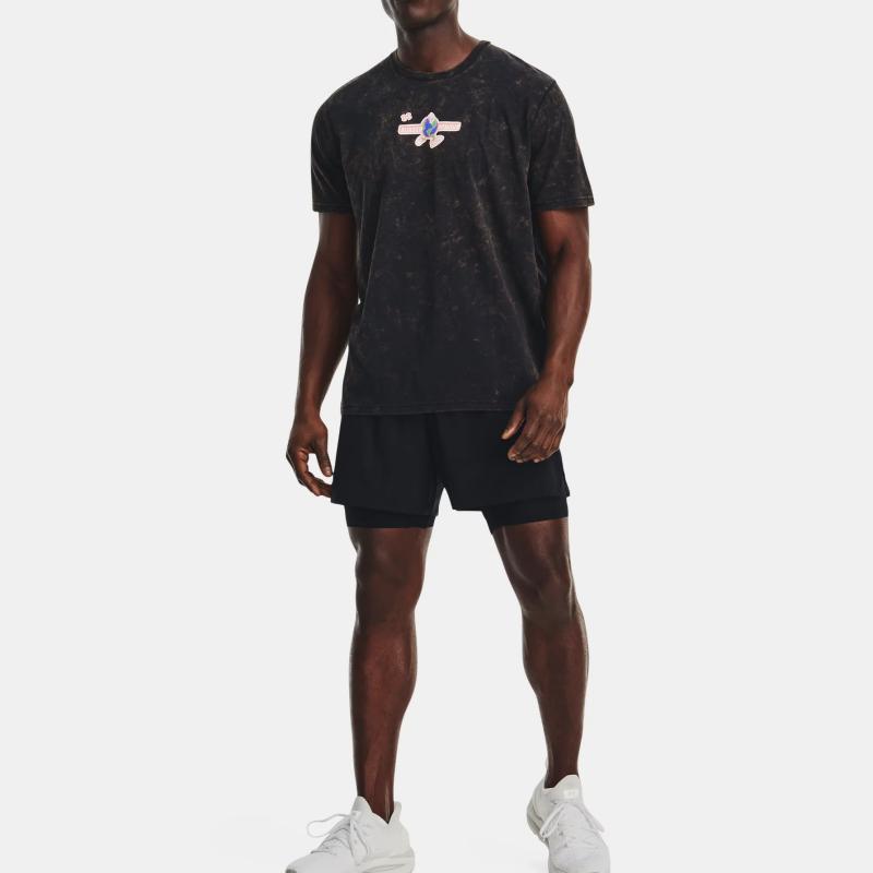 Under Armour Футболка с коротким рукавом и мультяшным принтом, повседневная, с круглым вырезом, мужская, черная 1374009-001