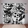 3D Black & White Graffiti Cartoon Style Football Curtains 2 Panel Boys & Girls Room Bedroom Living Room Den Decorative Curtains