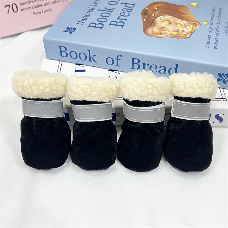 4 шт./лот зимняя толстая теплая обувь для собак мягкие плюшевые нескользящие водонепроницаемые зимние ботинки для щенков обувь для прогулок на открытом воздухе аксессуары для домашних животных